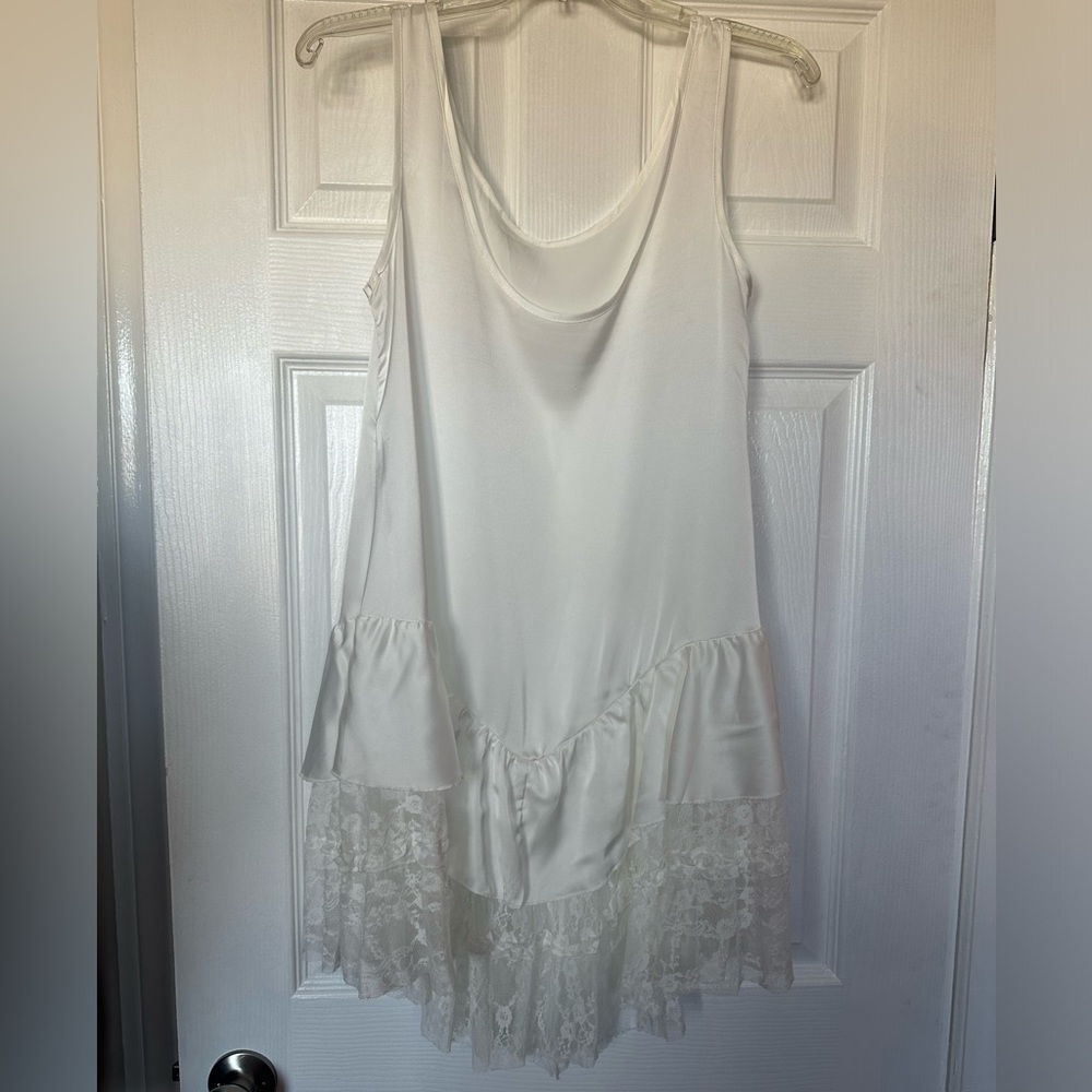 Delicate white sateen and lace slip dress